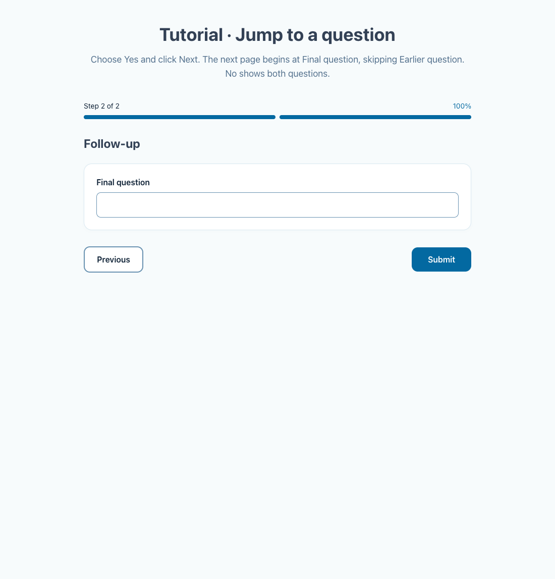 The destination page begins at Final question; its earlier question is omitted.