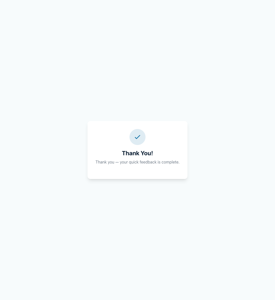 The custom completion message appears after the respondent clicks Submit.